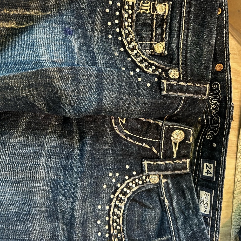 Miss Me Dark Blue Studded Jeans